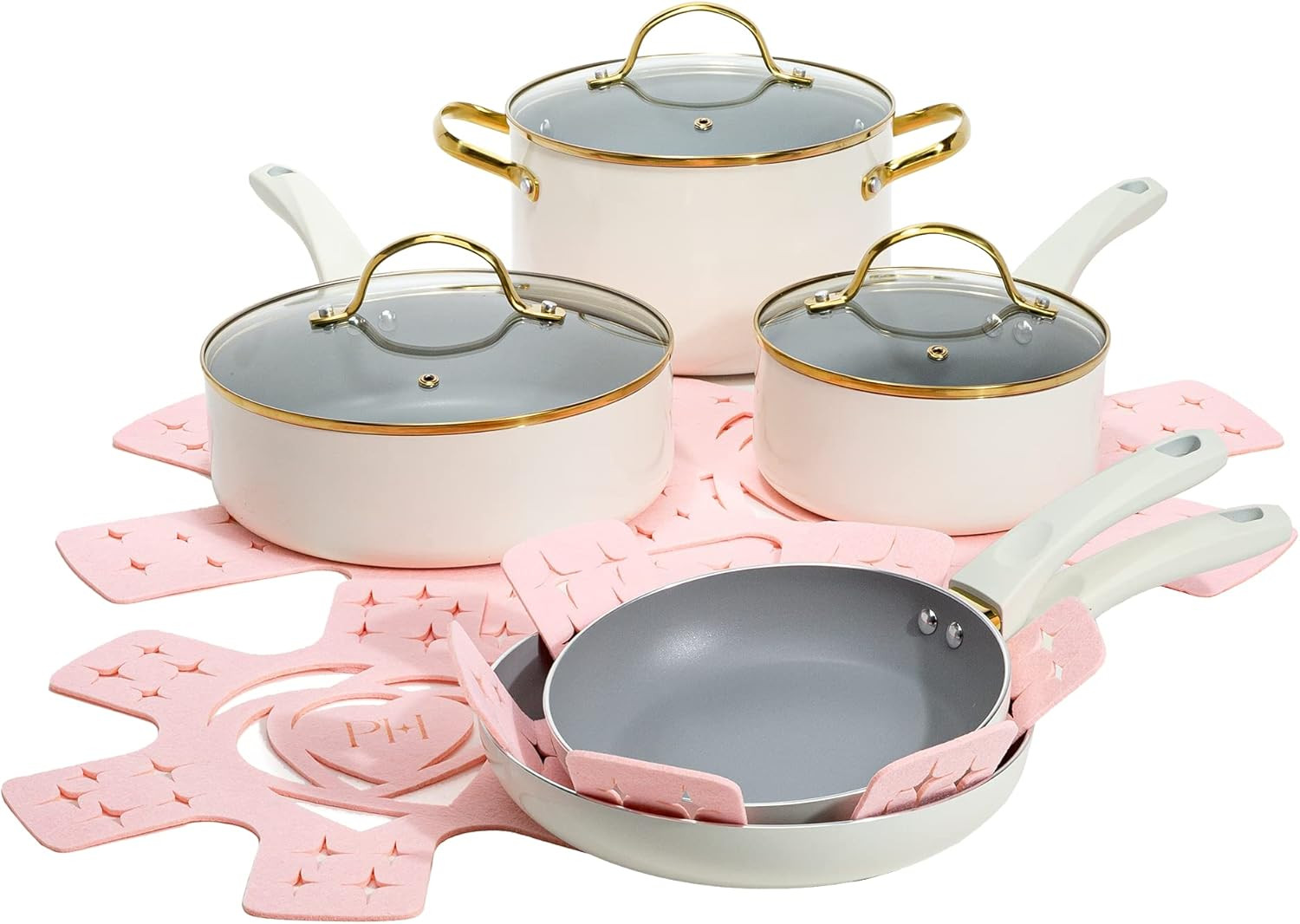 Paris Hilton Epic Nonstick Pots and Pans Set, Multi-layer Nonstick Coating, Tempered Glass Lids, ... | Amazon (US)