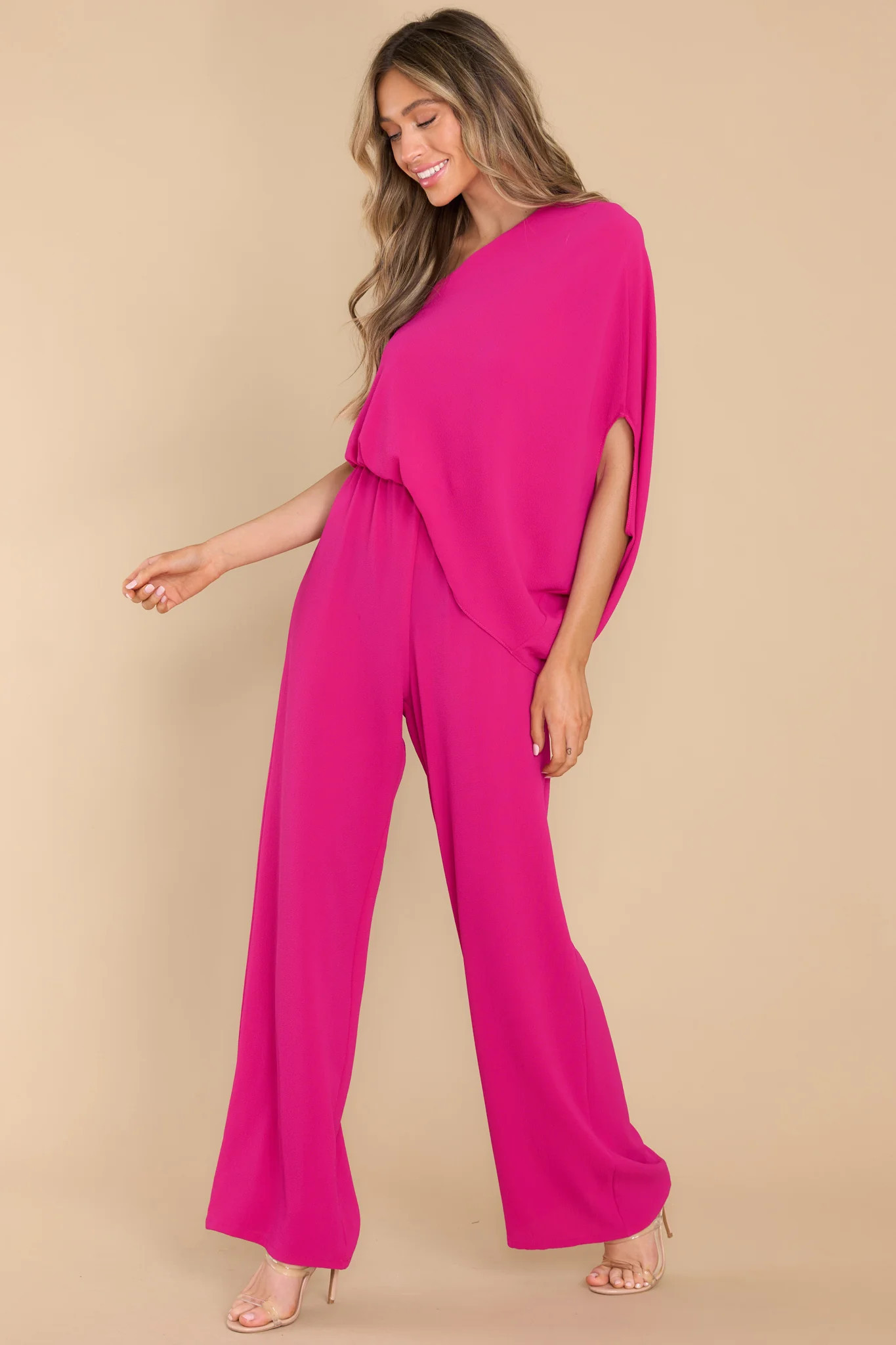 Dreaming Of New Fuchsia One Shoulder Jumpsuit | Red Dress 