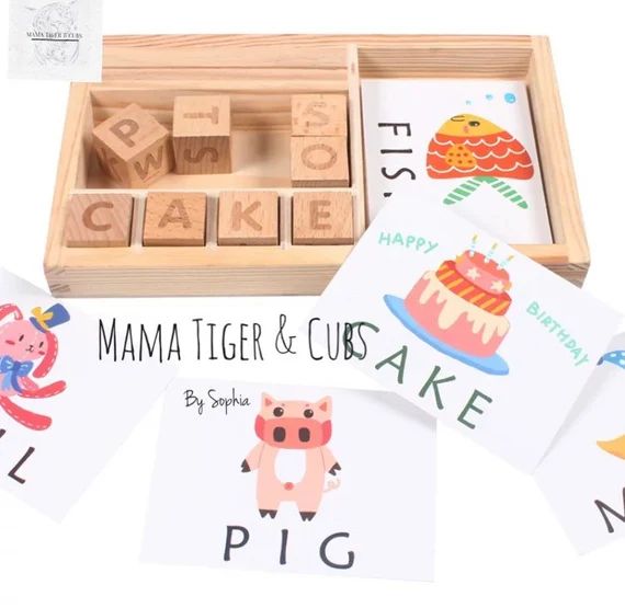 Wooden Spelling Words Game | Montessori Learning Educational Toys| Maths | Room decor | Early Edu... | Etsy (US)