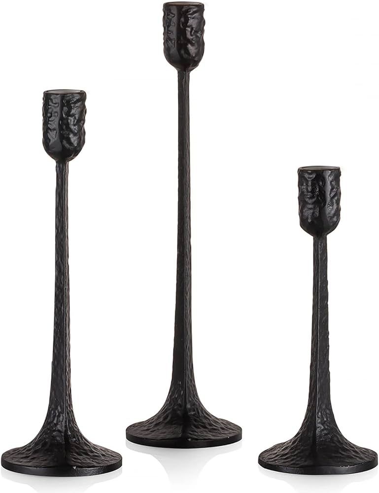 Iron Black Candlestick Holders, Romadedi Taper Candle Holders Set of 3 - Tall Metal Candle Stick ... | Amazon (CA)