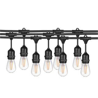 Outdoor 48 ft. Plug-In LED S14 Edison Bulb Waterproof 15 Bulb String Light with Plug, Connector, ... | The Home Depot
