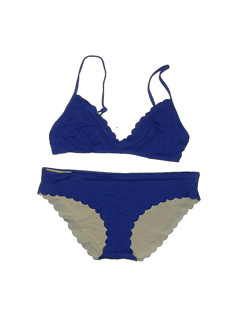 J. Crew Two Piece Swimsuit: Blue Color Block Swimwear - Size Small | ThredUp