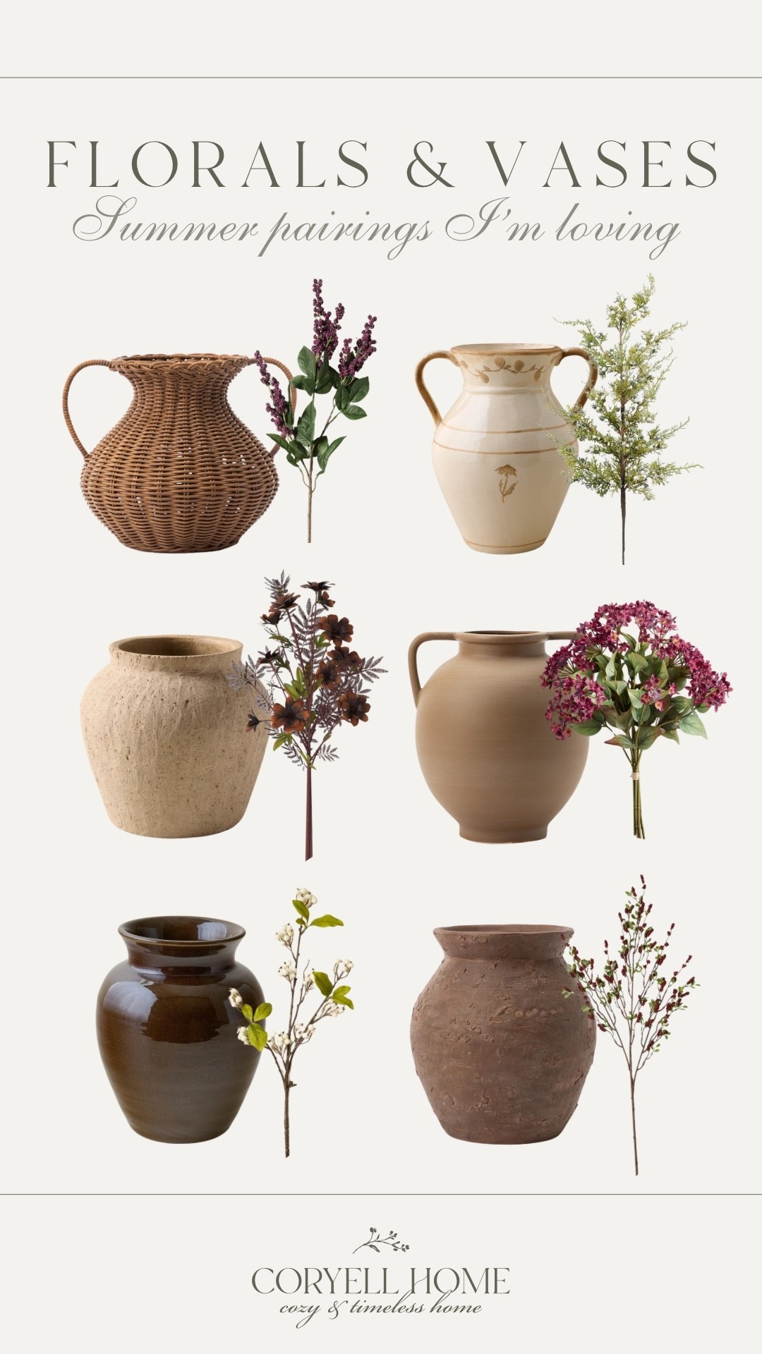 Summer floral and vase pairings I am loving! A mix of affordable and splurge worthy finds, all of which create an elevated and cozy feel for the warmer months! 

#LTKSeasonal #LTKStyleTip #LTKHome