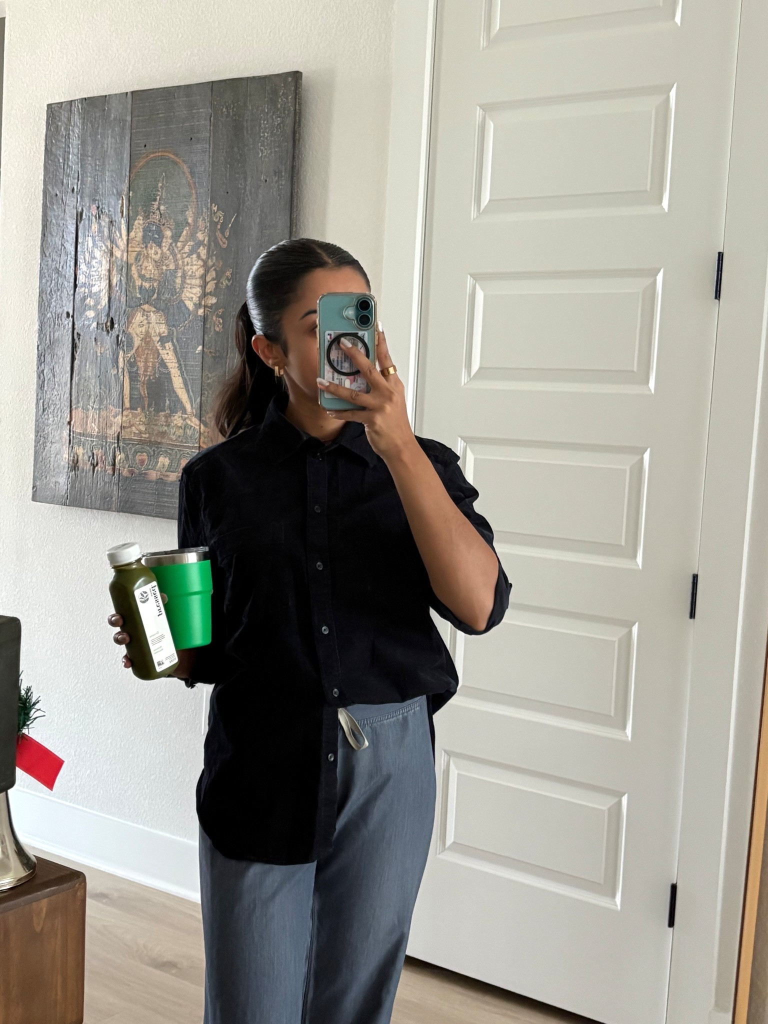 Casual petite friendly work from home outfit featuring scrubs pants from wear figs and an oversized corduroy shirt from H&M  

#LTKPetite #LTKFindsUnder50 #LTKWorkwear