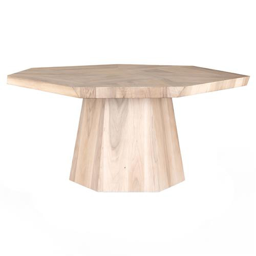 Colt Rustic Lodge Light Brown Walnut Wood Octagonal Pedestal Dining Table - 60"W | Kathy Kuo Home