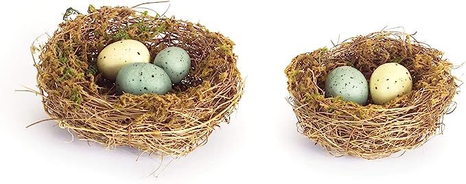 Melrose Set of 2 Artificial Bird's Nests with Spotted Eggs, Decorative Easter Accent, Small Anima... | Amazon (US)