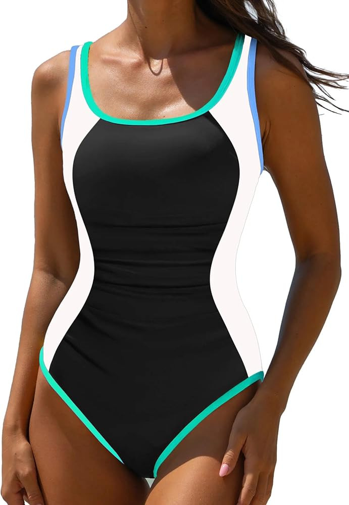 popvil Women's One Piece Swimsuits Tummy Control -Slimming Bathing Suit Neon 1 Piece Beach Outfit... | Amazon (US)