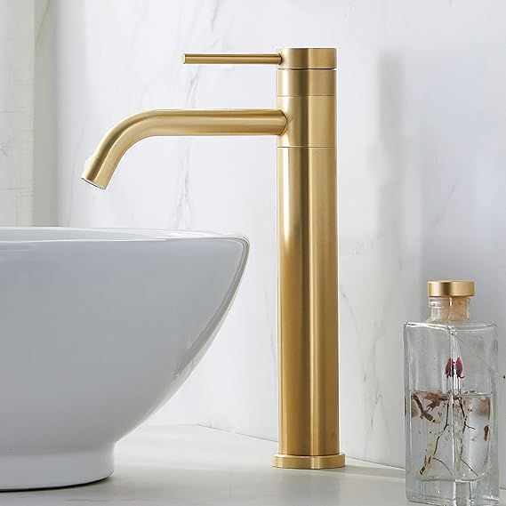 Hotis Gold Vessel Sink Faucet, 360 Swivel Brushed Gold Vessel Faucet , Single Handle Tall Body Fa... | Amazon (US)