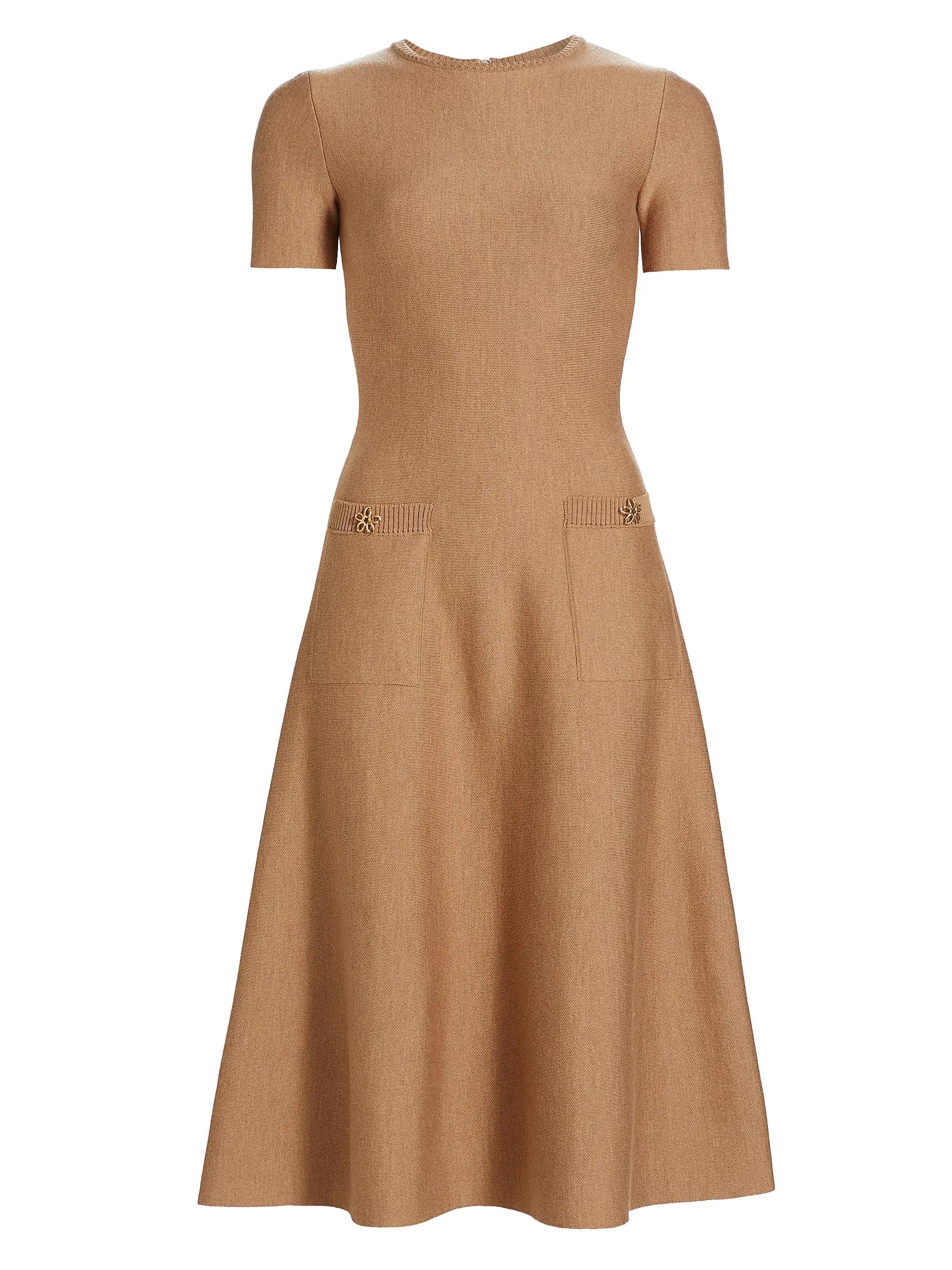 Shop Oscar de la Renta Wool Jewel Button Midi-Dress | Saks Fifth Avenue | Saks Fifth Avenue