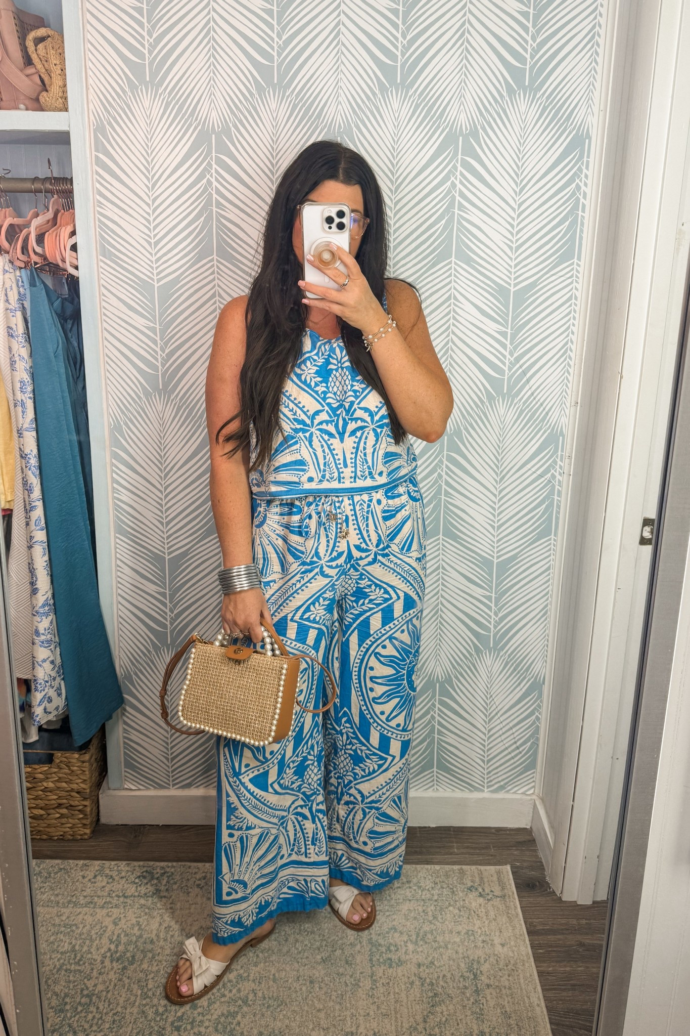 Matching set -/ printed pants and top 
Found a few similar styles! 
Perfect for a beach trip or summer office outfit 

#LTKStyleTip #LTKOver40 #LTKTravel