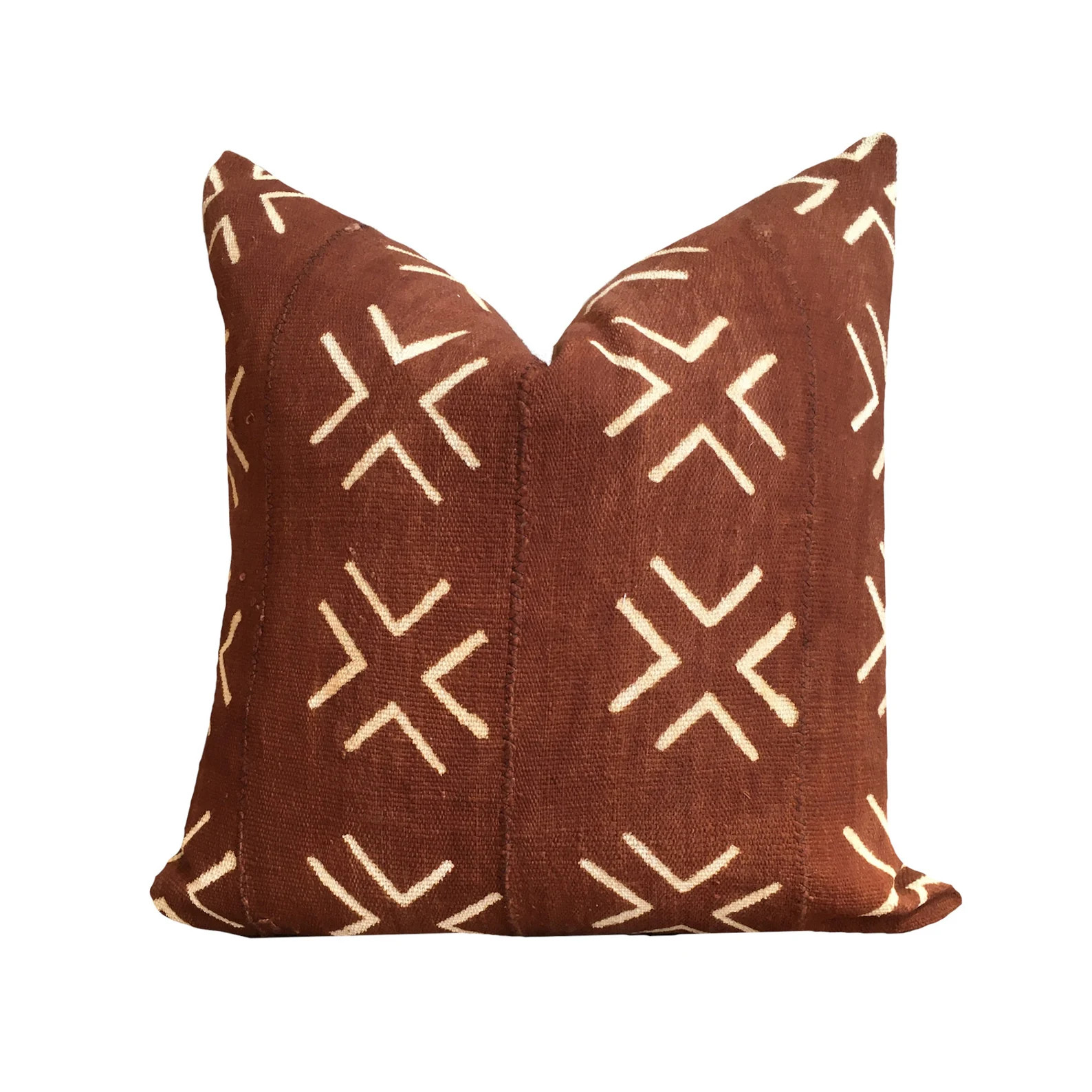 18"X18" Mudcloth Pillow Cover Rust Brown Cross Motif | Etsy (US)