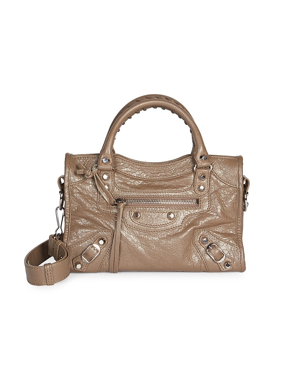 Balenciaga Women's Small City Arena Leather Satchel - Elephant | Saks Fifth Avenue