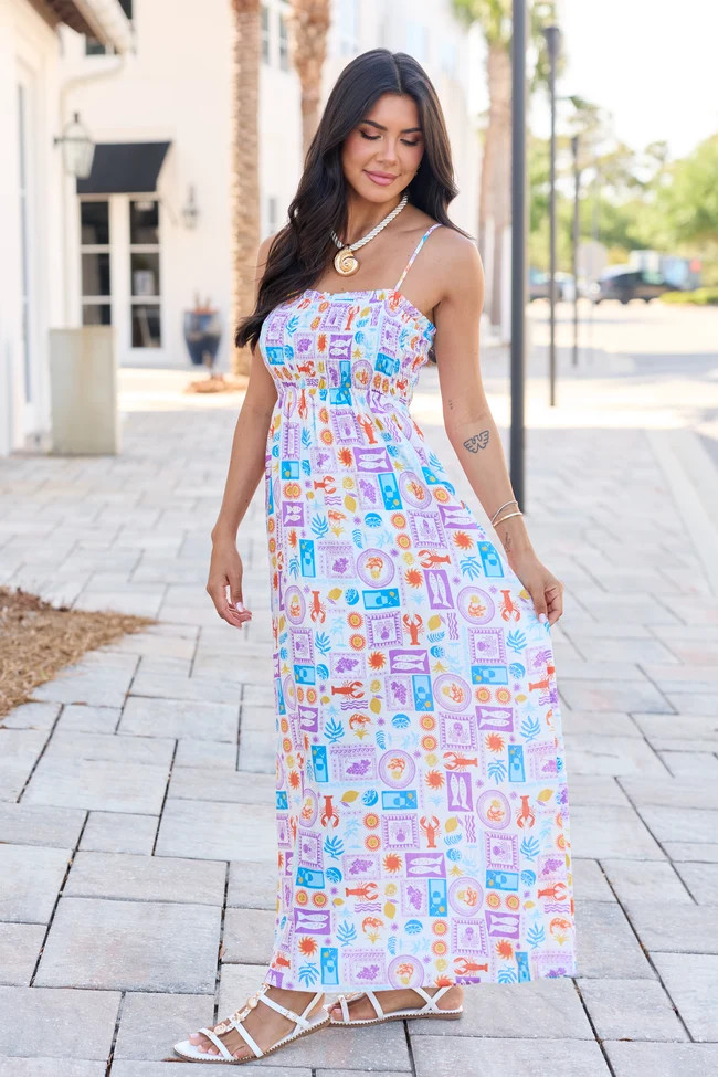 Aria Purple Sealife Maxi Dress | Pink Lily