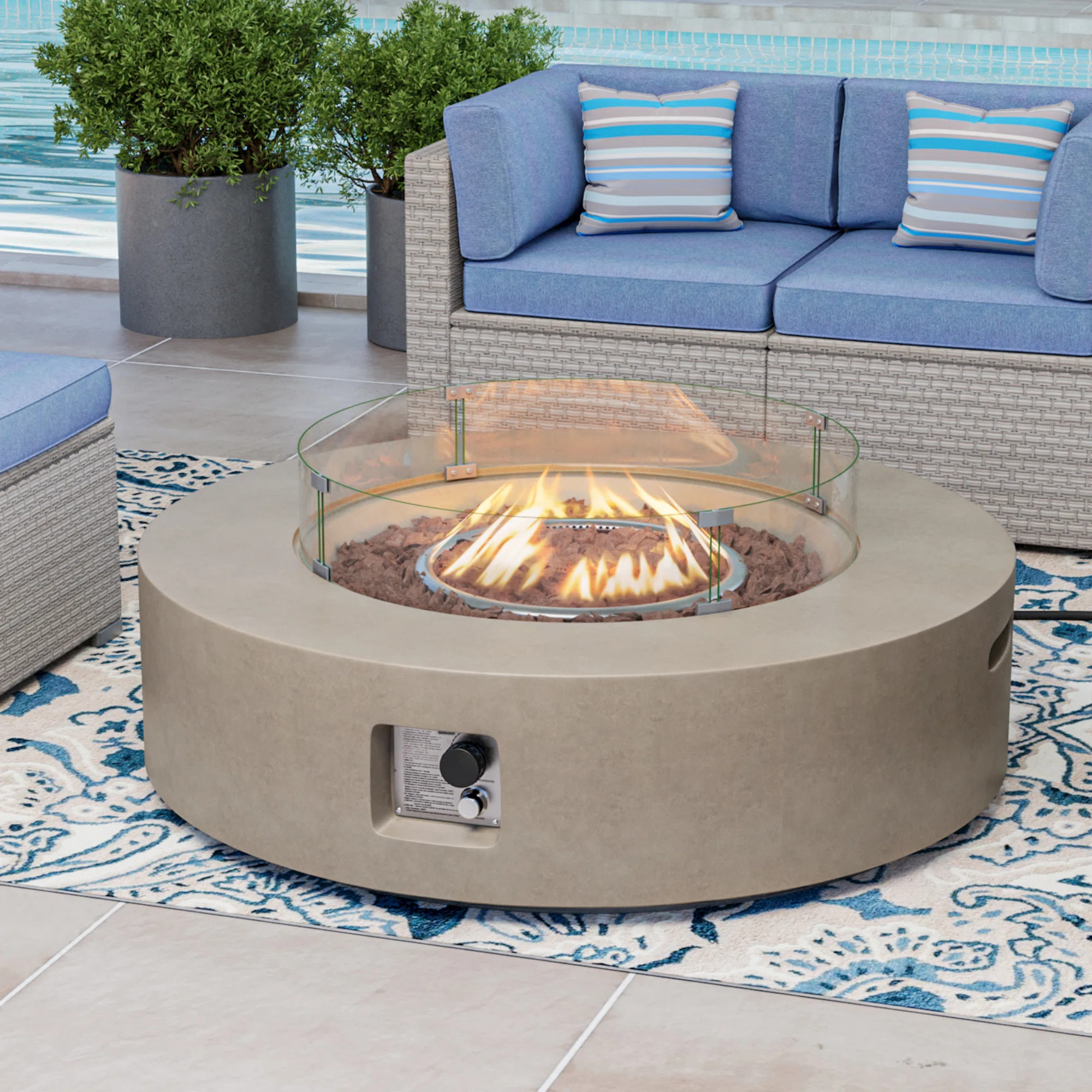 Langport Concrete Propane Fire Pit Table | Wayfair North America