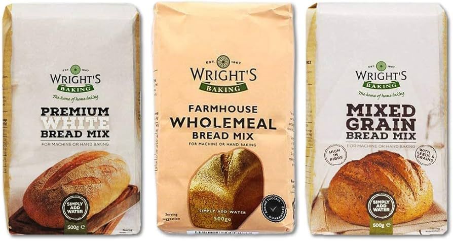 Wright's Baking Bread Mix Selection Pack - Premium White, Farmhouse Wholemeal & Mixed Grain (One ... | Amazon (UK)