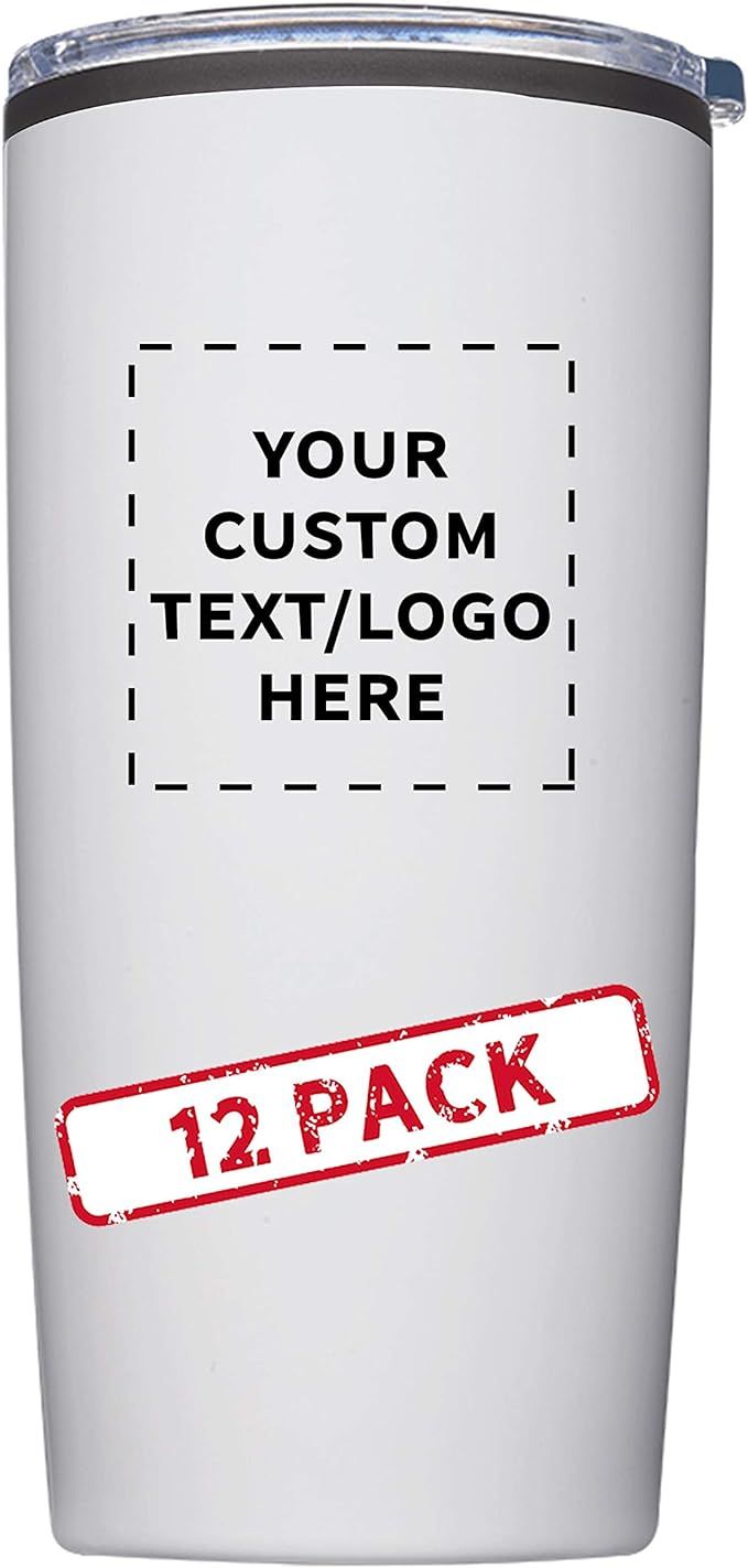 Glacier Plastic Tumblers - 12 pack - Customizable Text, Logo - 20 oz Insulated Water Bottle Tumbl... | Amazon (US)