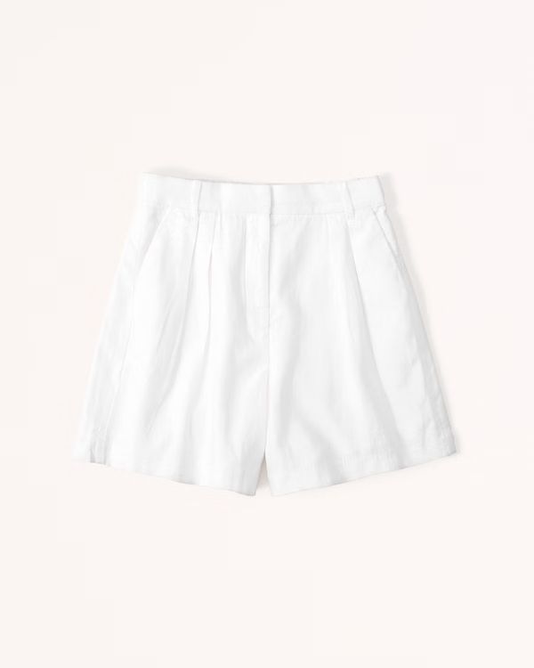 Ultra High Rise Linen-Blend Tailored Short | Abercrombie & Fitch (US)