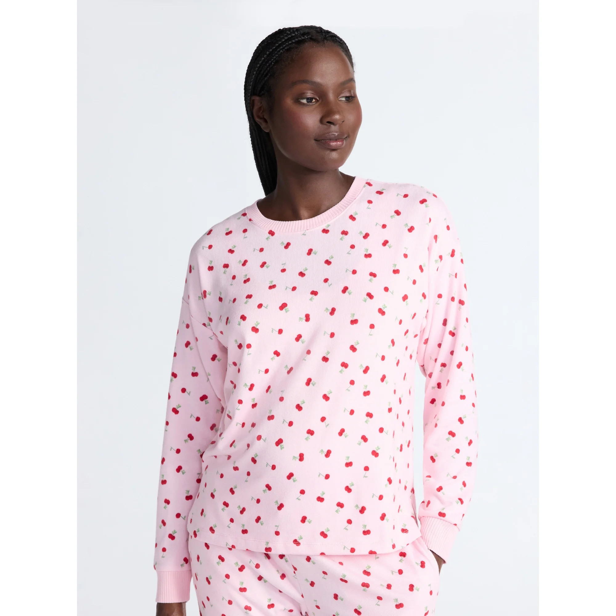 Joyspun Women's Cozy Lounge Collection Hacci Knit Sleep Top with Long Sleeves, Sizes XS-3X | Walmart (US)