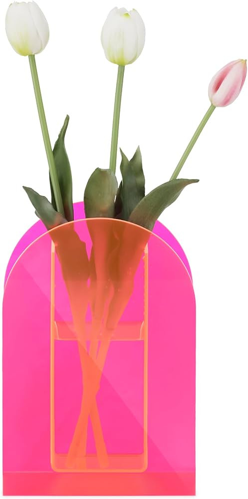 Navaris Acrylic Vase - Pink Flower Vase for Modern Chic Home Office Room Decor - Trendy Funky Aes... | Amazon (US)