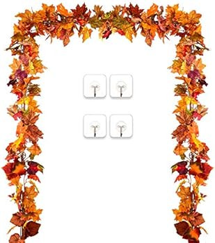 DearHouse 2 Pack Fall Garland Maple Leaf, 5.9Ft/Piece Hanging Vine Garland Artificial Autumn Foli... | Amazon (US)