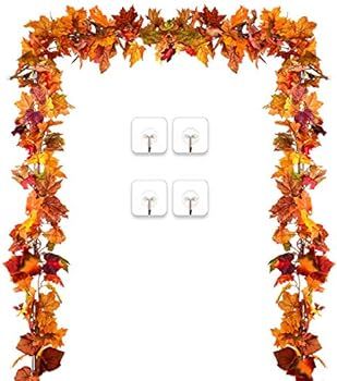 Amazon.com: DearHouse 2 Pack Fall Garland Maple Leaf, 5.9Ft/Piece Hanging Vine Garland Artificial... | Amazon (US)