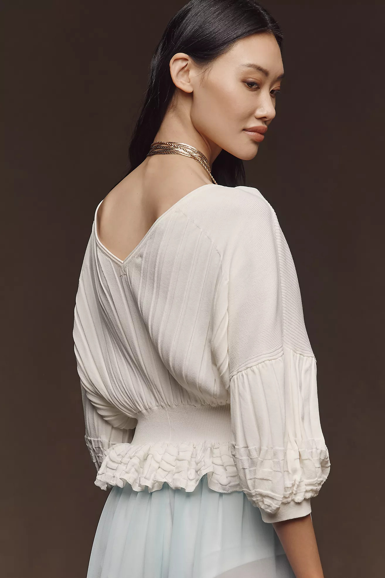 By Anthropologie Three-Quarter Sleeve Waisted Sweater | Anthropologie (US)