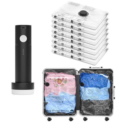 SUOCO Vacuum Storage Bags for Travel with Rechargeable Pump, 8 Small Compression Packing Seal Bags for Luggage Suitcase, Space Saver for Clothing and Clothes Travel | Amazon (US)