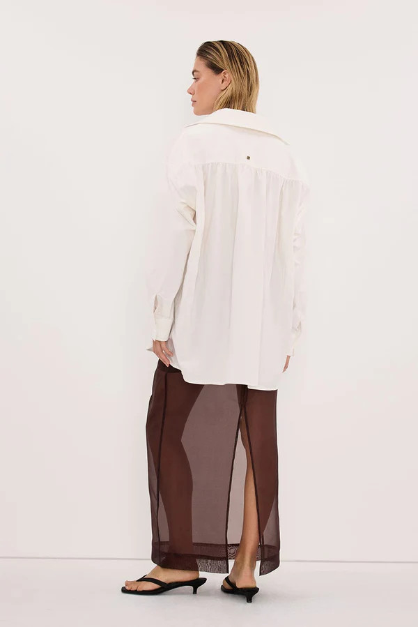 SIAN DARK CHOC SILK ORGANZA MIDI SKIRT | DISSH