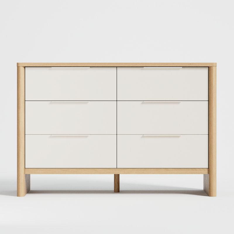 Redondo Two-Tone Wood 6-Drawer Wide Kids Dresser + Reviews | Crate & Kids | Crate & Barrel