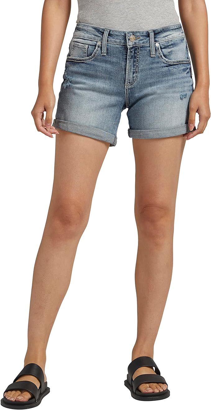 Silver Jeans Co. Women's Boyfriend Mid Rise Short | Amazon (US)