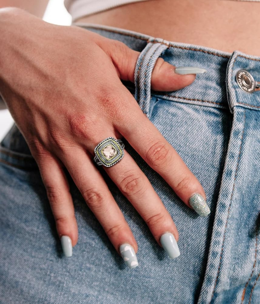 Designer Inspired Two Tone Statement Rings for Women 18K Gold Plated Fashion Brand Engagement Wed... | Amazon (US)