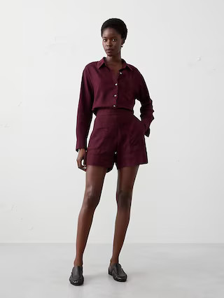 High-Rise Linen-Blend Pull-On Short | Banana Republic Factory