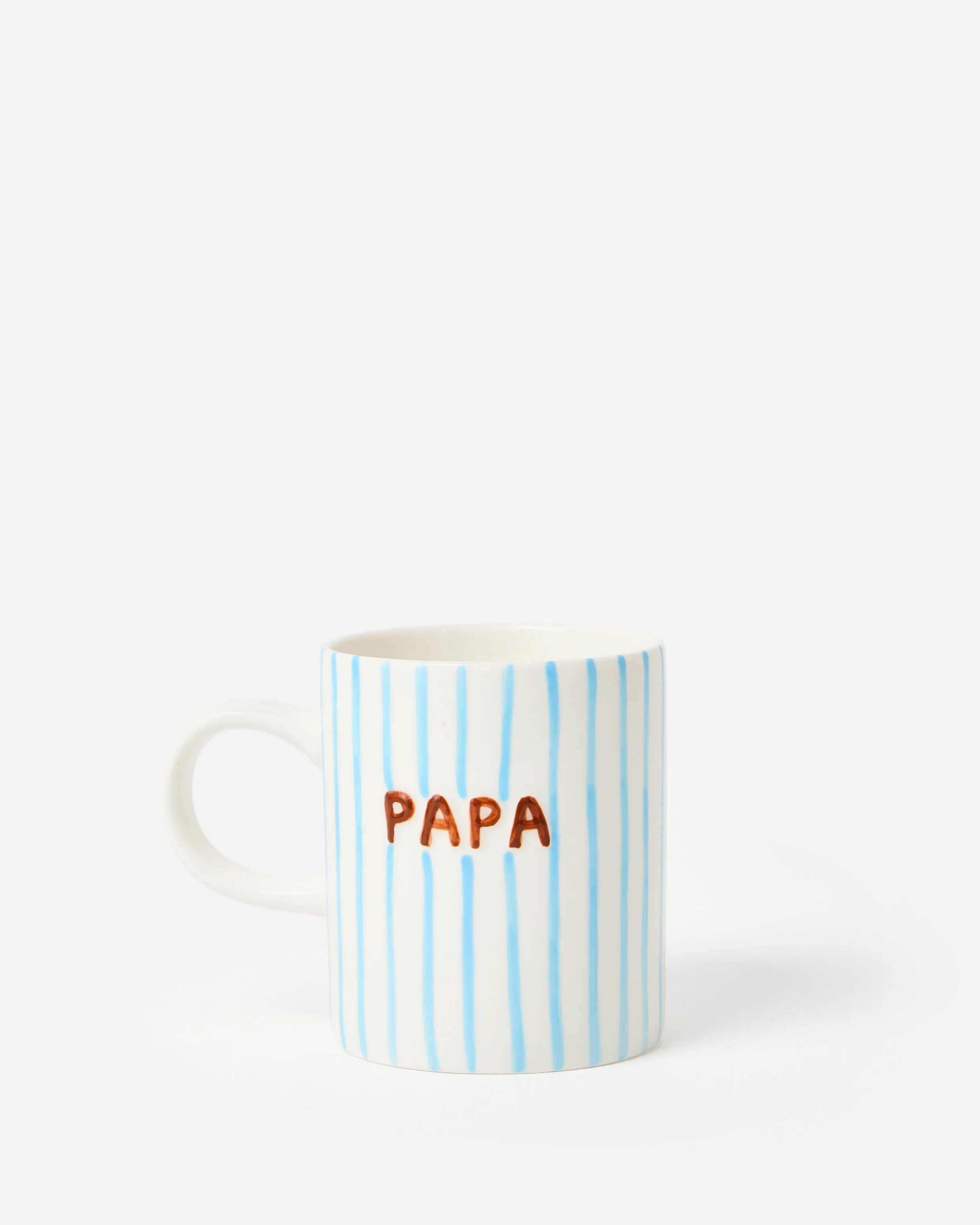 Blue & Brown Pinstripe Ceramic Papa Mug | Oliver Bonas | Oliver Bonas (Global)
