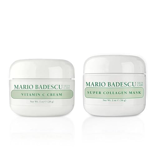 Mario Badescu Vitamin C Cream & Super Collagen Face Mask Bundle for Anti Aging & Hydration – Lightweight Facial Moisturizer & Purifying Clay Mask Skin Care, Ideal for Men and Women | Amazon (US)