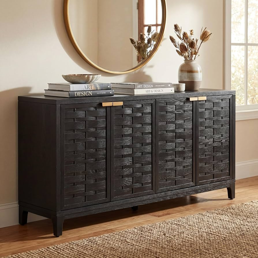 Christopher Knight Home Haji Mid-Century Modern Storage Cabinet with Doors and Shelves, Wooden Si... | Amazon (US)
