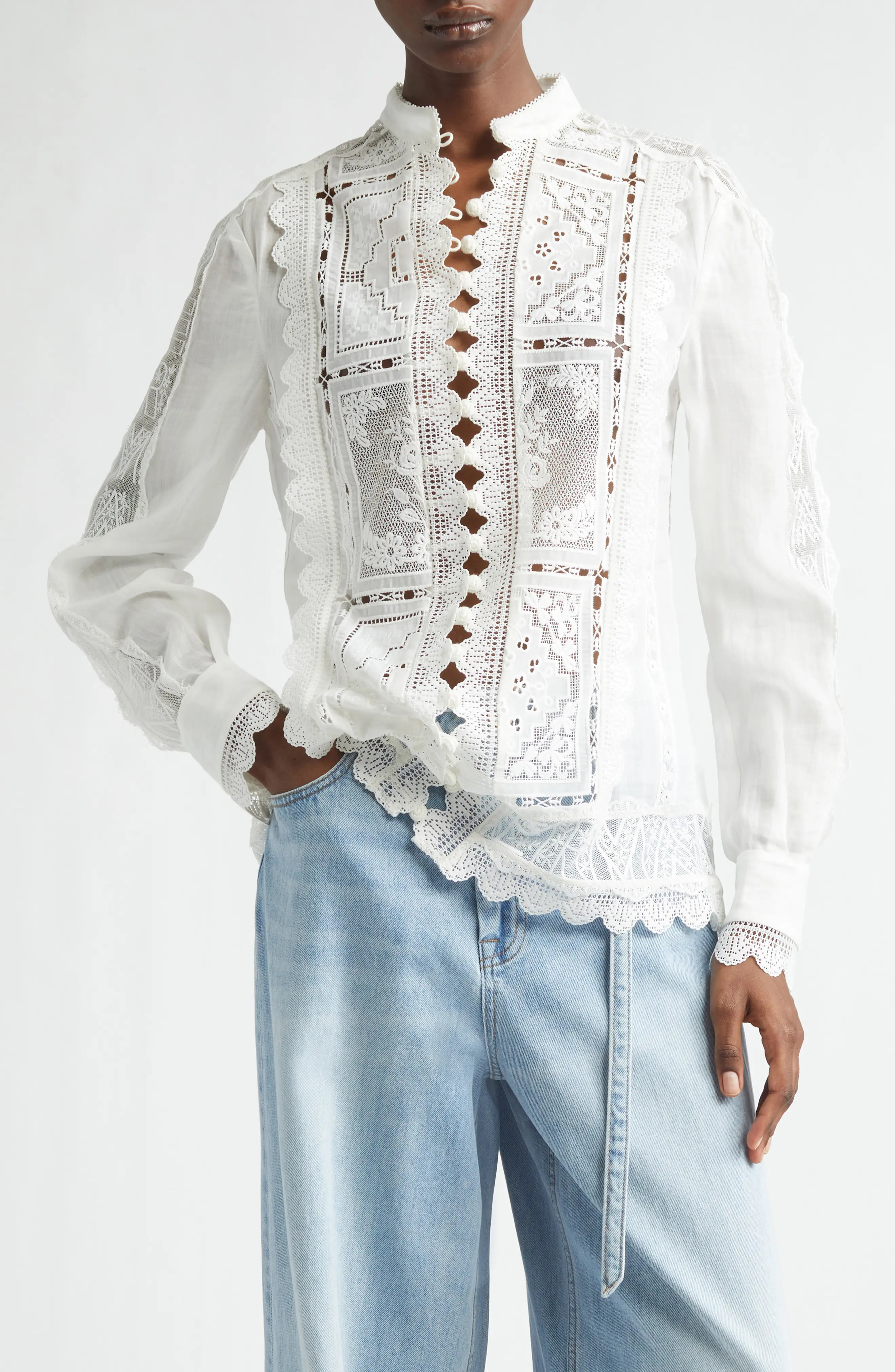 Zimmermann Aster Embroidered Lace & Eyelet Shirt (Women) | Nordstrom | Nordstrom