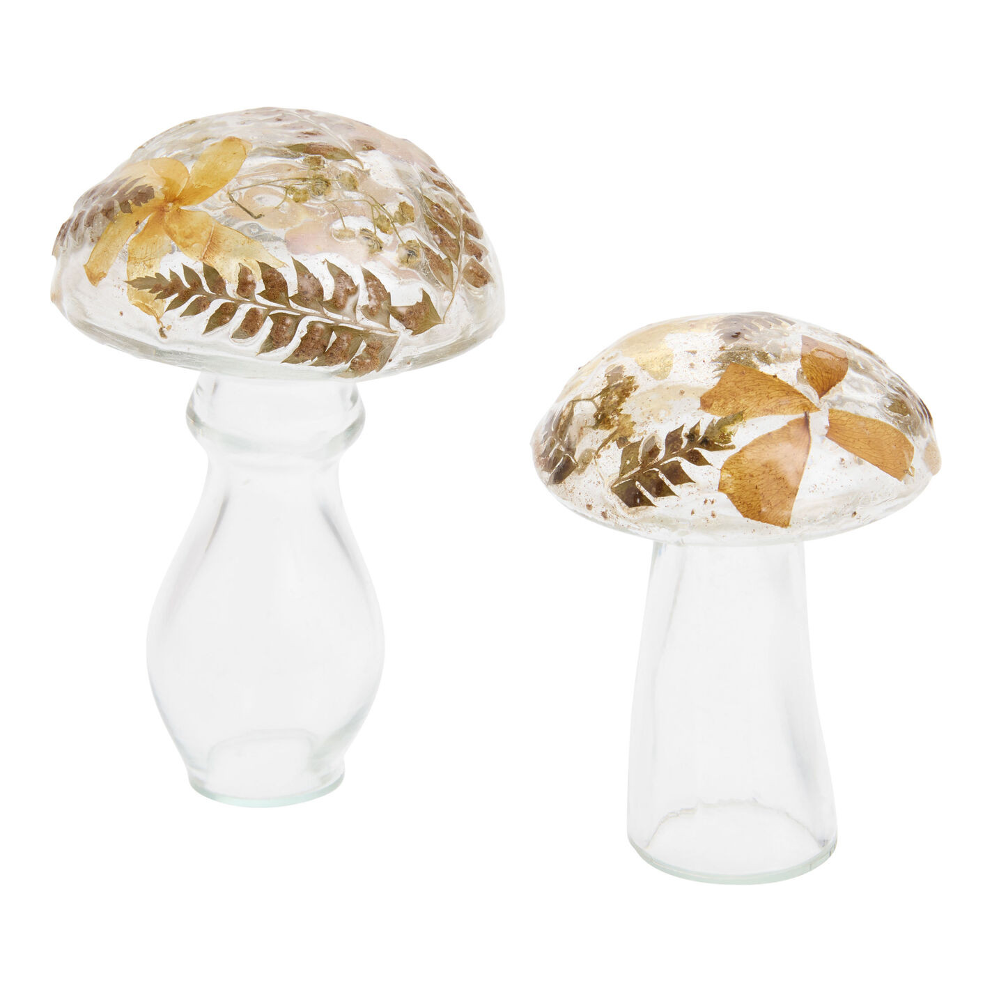 Handblown Glass Pressed Flower Mushroom Decor | World Market