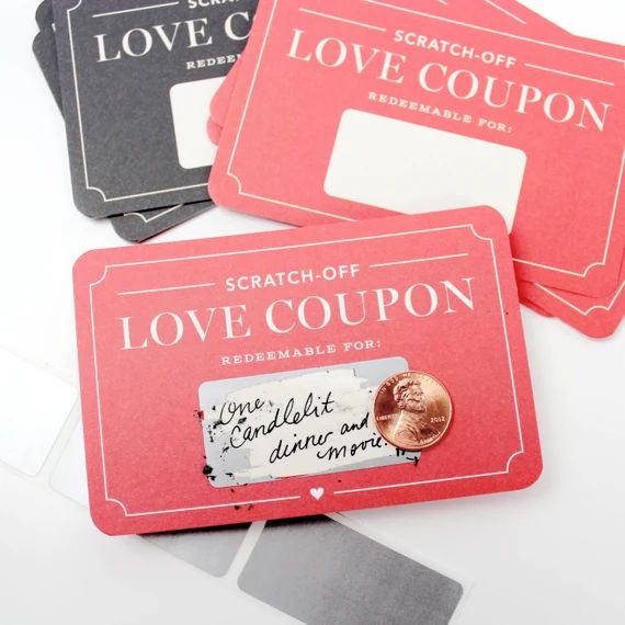 Scratch-off Love Coupons // DIY Valentines, unique valentines, love coupons, sexy valentine, coup... | Etsy (US)