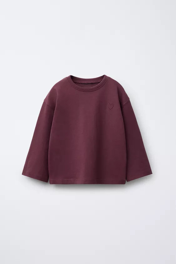 BASIC EMBROIDERED HEART T-SHIRT | Zara US