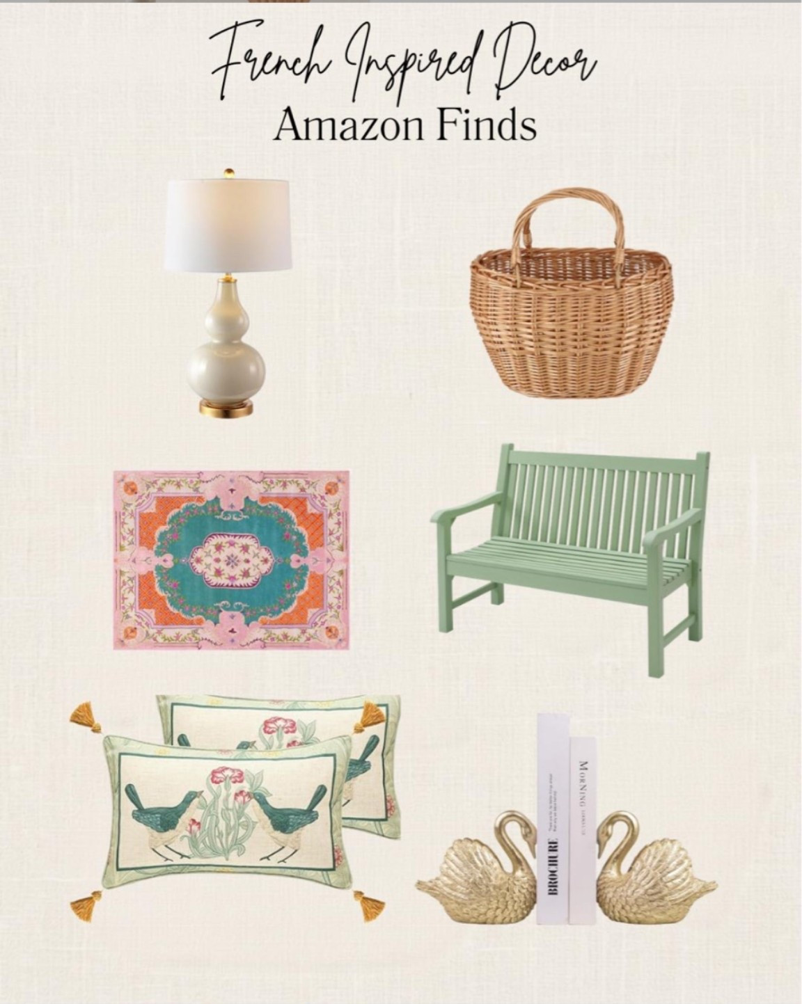 French-inspired style doesn't have to come with a designer price tag. 

I rounded up a few Amazon finds that capture that timeless European charm I love—classic lighting, woven baskets, vintage-inspired textiles, garden seating, and elegant decorative accents that look far more expensive than they are.

Whether you're adding a few French touches to your home or creating a full European-inspired space, these are the kinds of pieces that never go out of style.


#LTKHome #AmazonHomeFinds #FrenchCountry #FrenchInspired #EuropeanHome #VintageInspired #CozyHome #HomeDecorFinds #CollectedHome