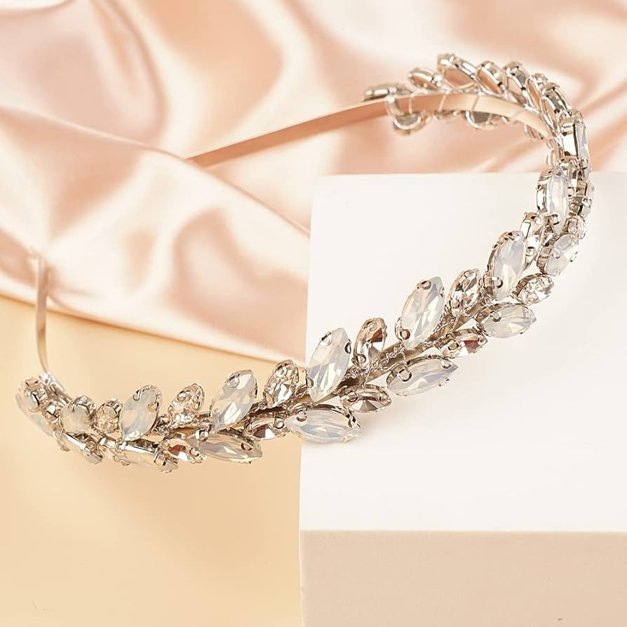Kercisbeauty Wedding Bridal Opal Crystal Hair Crown Silver Hair Tiara Hair Accessories for Women ... | Amazon (US)