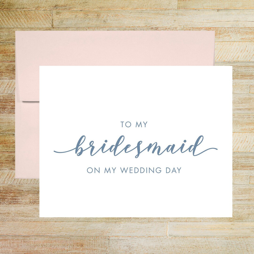 To My Bridesmaid On My Wedding Day Card, Elegant Wedding Keepsake, Card for Best Friend, Thank Yo... | Etsy (US)