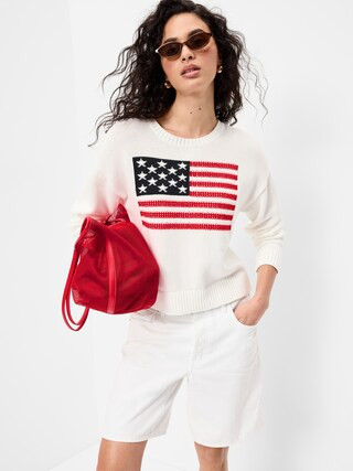 Seaside Cotton Long-Sleeve Flag Sweater | Old Navy (US)