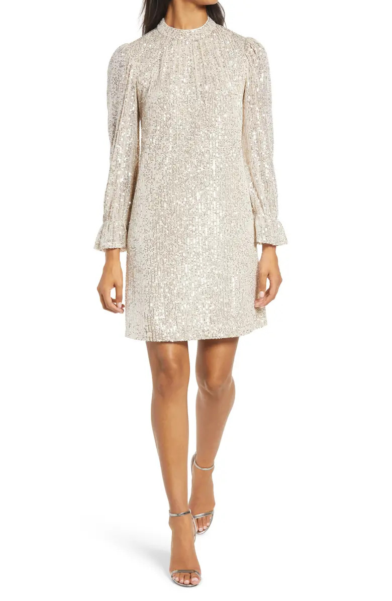 Sequin Long Sleeve Shift Dress | Nordstrom