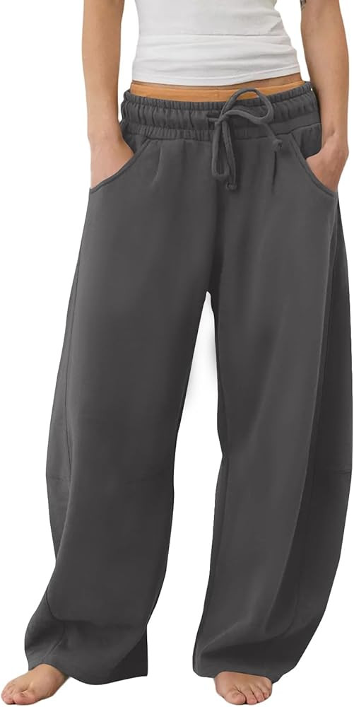 Wide Leg Sweatpants Women Baggy Cozy High Waisted Lounge Pants Casual Loose Drawstring Barrel Swe... | Amazon (US)
