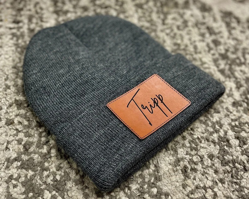 Custom Beanie for Kids, Leather Patch Beanies Personalized Gift for Kids Christmas Gifts, Baby Ne... | Etsy (US)