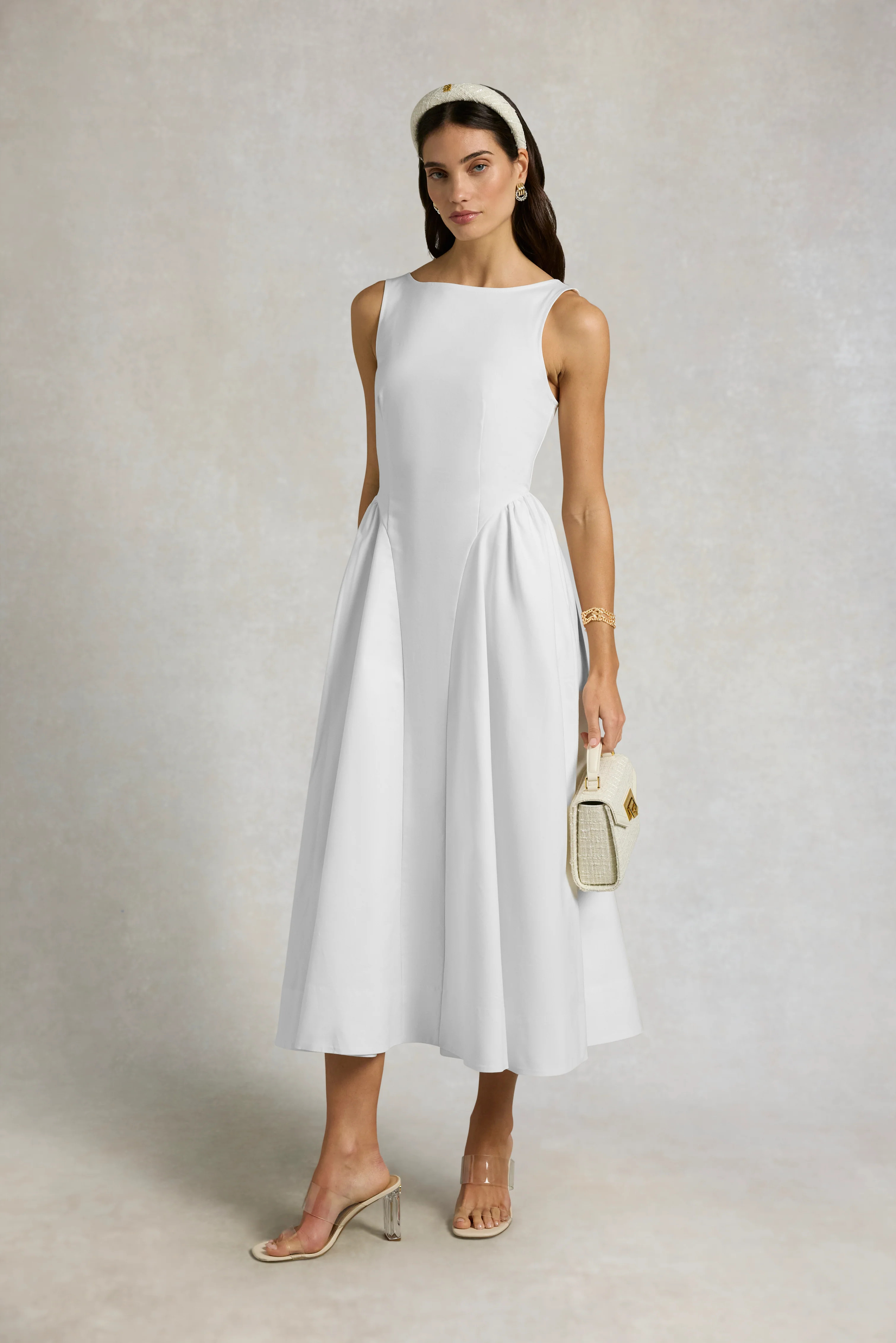 Chatsworth Woven Dress (White) | Holland Cooper