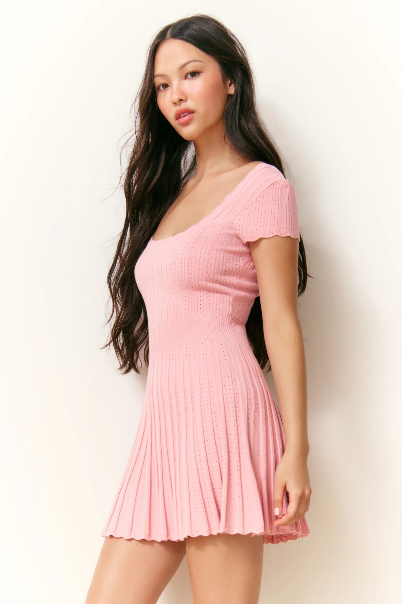 Evaluna Stretch Pointelle Mini Dress | LoveShackFancy