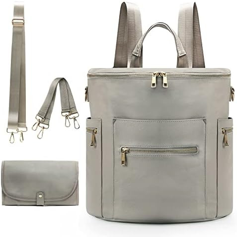 Diaper bag, Leather Diaper Bag Backpack by MF Store, Diaper Backpack with Laptop Sleeve,Changing ... | Amazon (US)