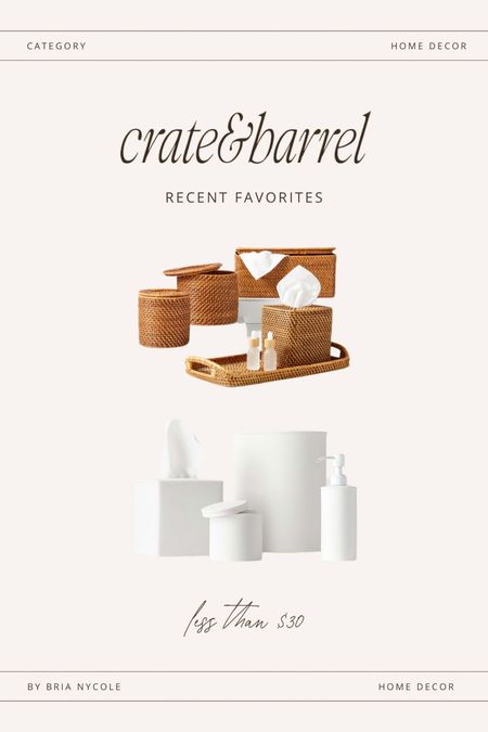 Inexpensive finds from Crate & Barrel! I love these pieces for a minimal, modern bathroom — and all under $30 Linking several different options/colors 🤍 





#crateandbarrel #home #homedecor #moderndecor #minimalism #minimalist #bathroom #bathroomdecor #organization

#LTKunder50 #LTKhome #LTKFind